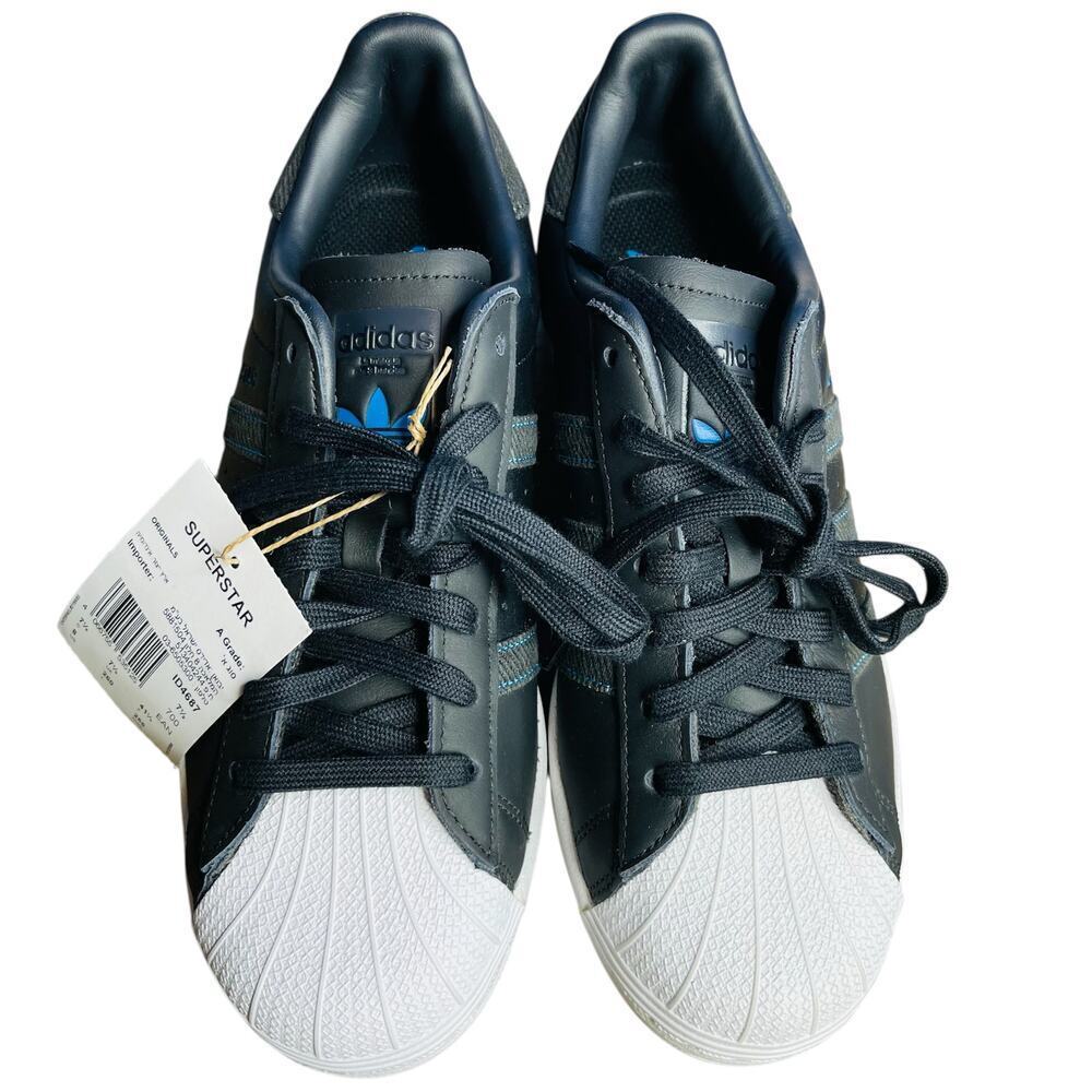 Adidas Superstar Denim Pack - Black Bright Blue sneakers size 8 New